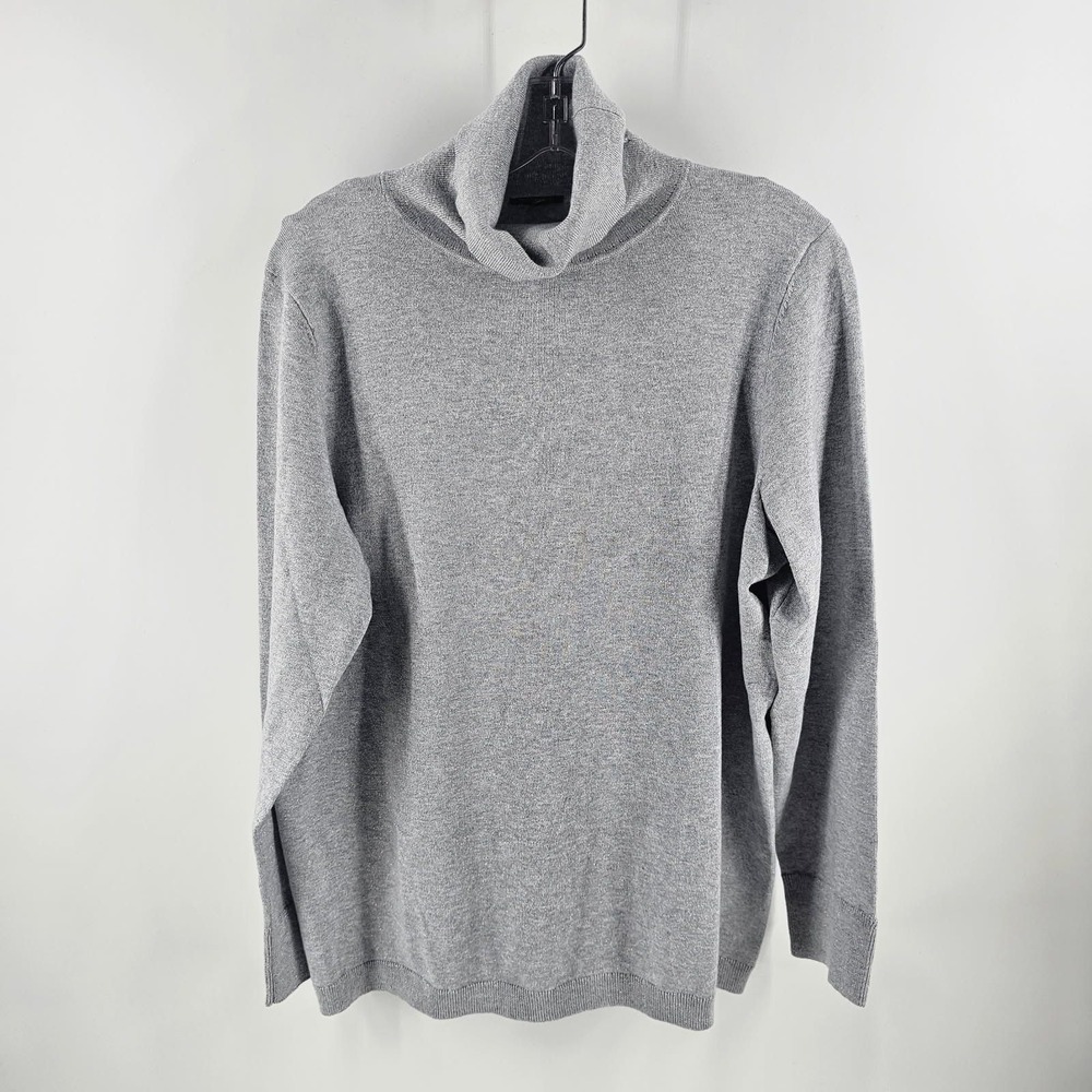 Talbots Turtleneck Sweater Women Plus Size 1X Gray  Shimmer Button Cuff